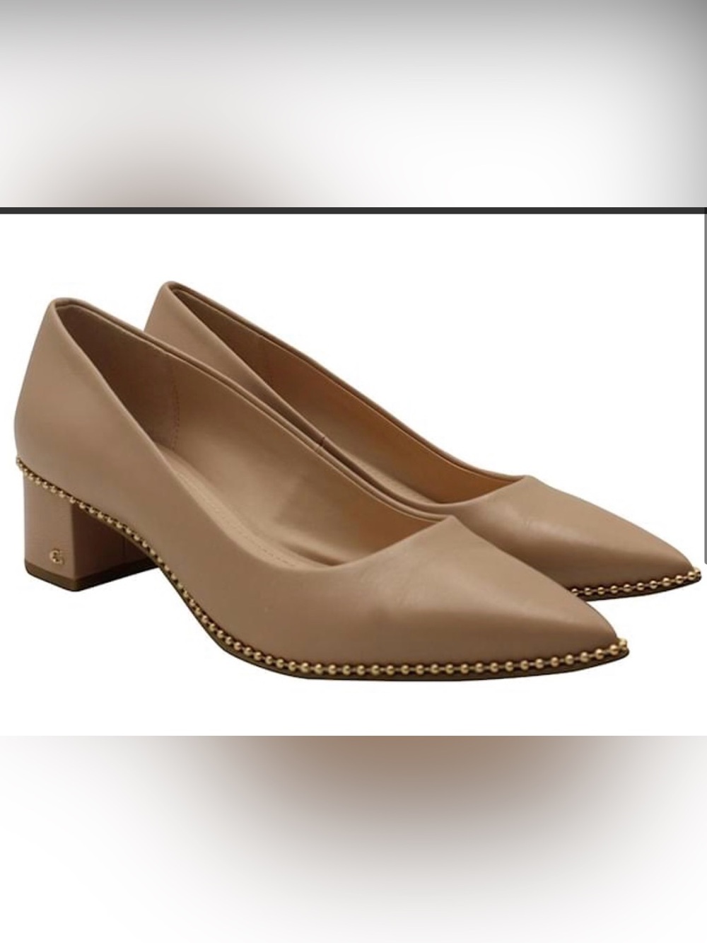 Coach Block Heel Willa Pumps in Beige Leather - size 8